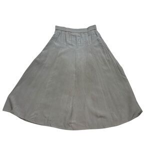 Vintage Ladies Easy Silk‎ Grey 100% Silk Midi Skirt Size Small